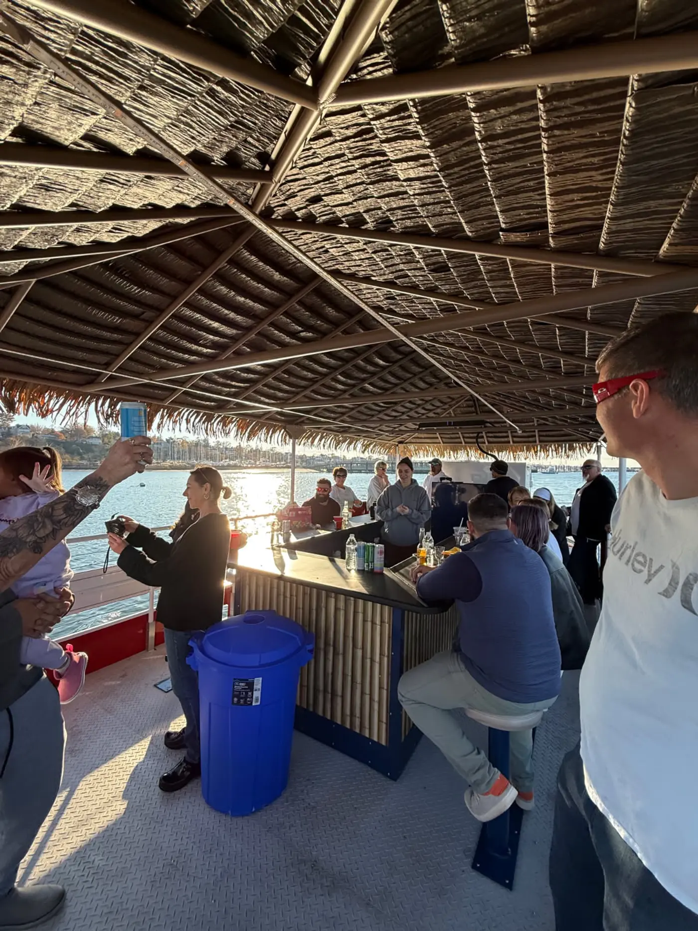 Tiki boat party atmosphere